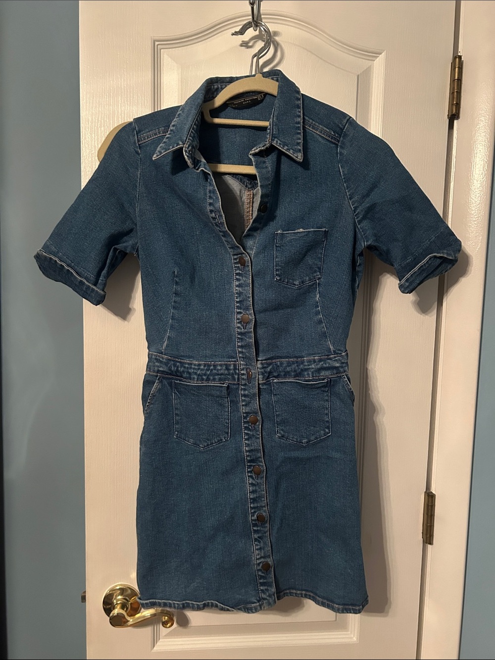 MOVING SALE Zara Blue Denim Button-Front Mini Dress